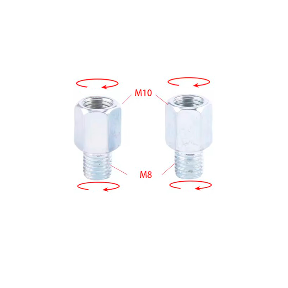 Kit (x2) - Adaptador de Rosca de Espelho. Converte M8 (rosca direita) em M10 (rosca direita)